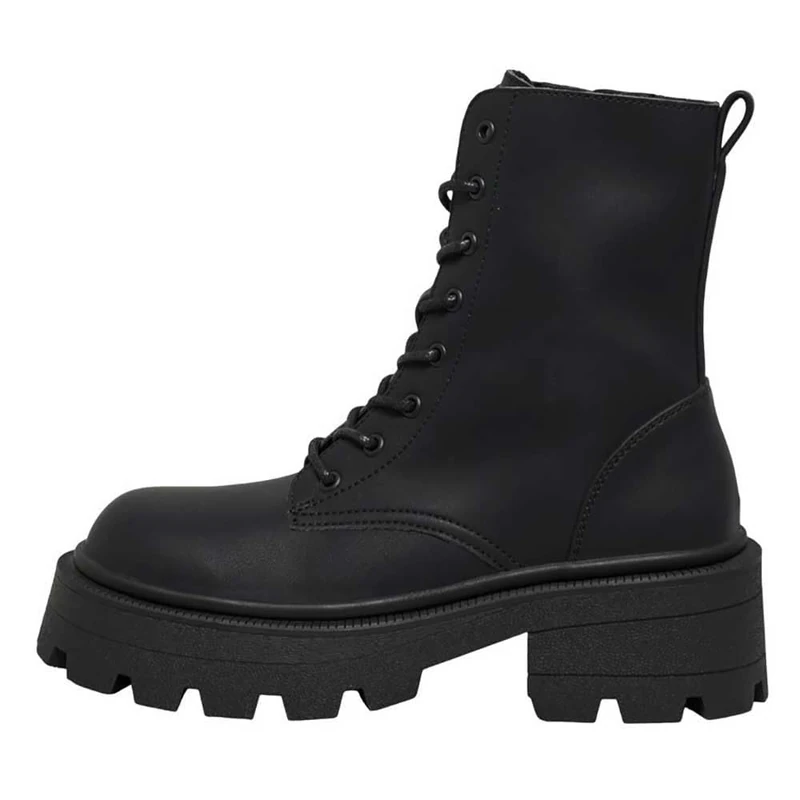 ONLY Women's Onlbanyu-3 PU Monochrome Lace Boot Noos Ankle Boots, black, 4 UK