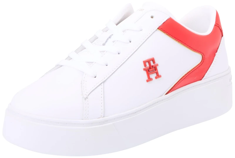 Tommy Hilfiger, Women, Th Platform Court Sneaker, Cupsole Sneaker, White, 5