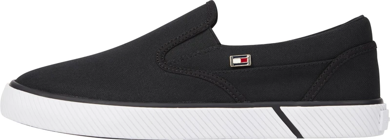 Tommy Hilfiger, Women, Vulc Canvas Slip-On Sneaker, Vulcanized Sneaker, Black, 4