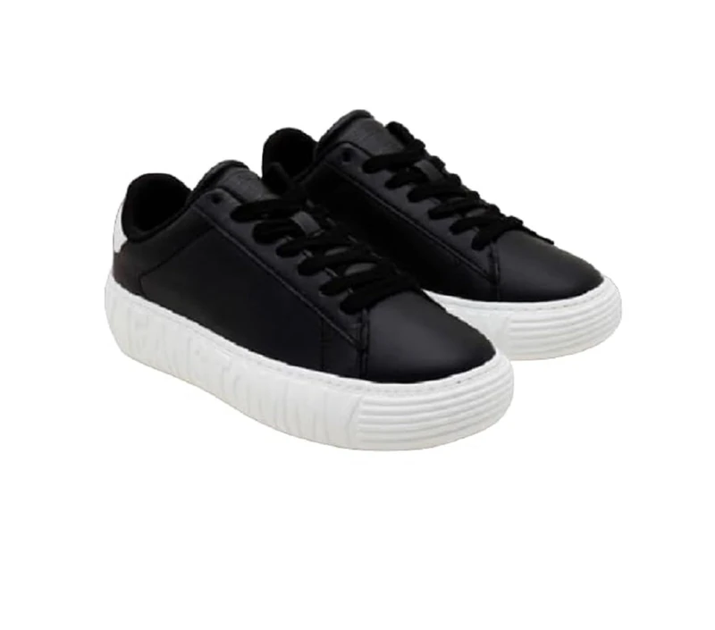 Tommy Jeans Women's Cupsole Leather Trainers, Black (Black), 7