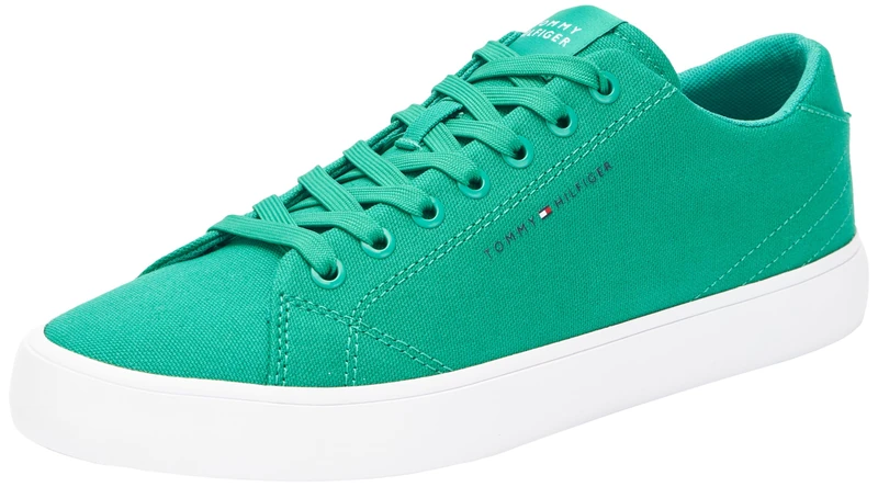 Tommy Hilfiger, Men, Th Hi Vulc Low Canvas, Vulcanized Sneaker, Green, 6.5