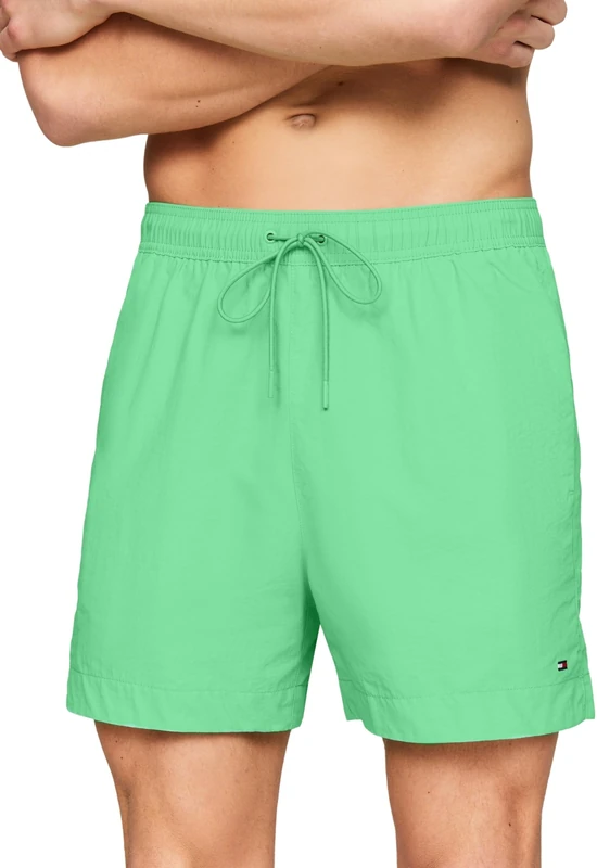 Tommy Hilfiger Men Swim Trunks Medium Drawstring Mid-Length, Green (Lush Jade), S