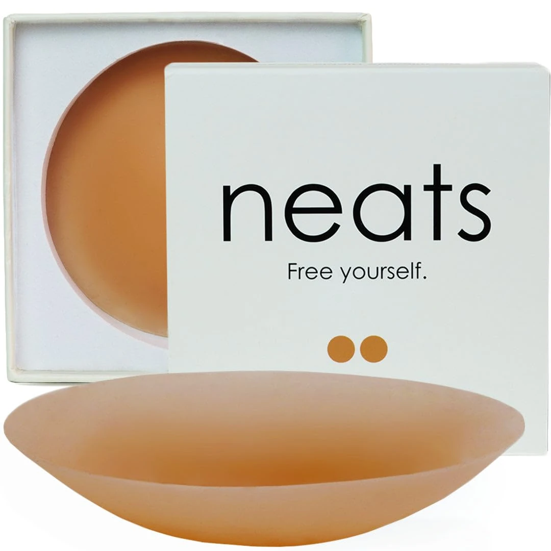 NEATS Nipple Covers for Women, Reusable & Hypoallergenic Silicone Pasties, Adhesive Breast Petals (Almond, 8cm)