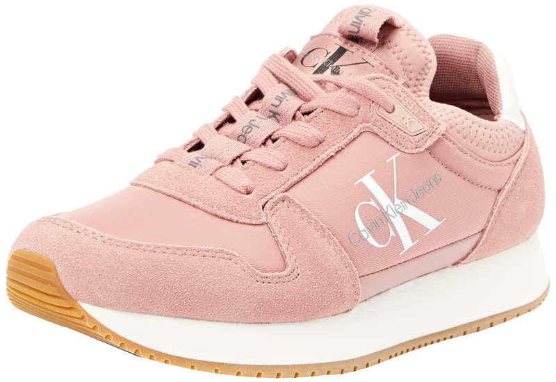 Calvin Klein Jeans Women Runner Sneaker Sock Laceup Ny-LTH Wn Athletic, Multicolor (Ash Rose/Bright White), 39