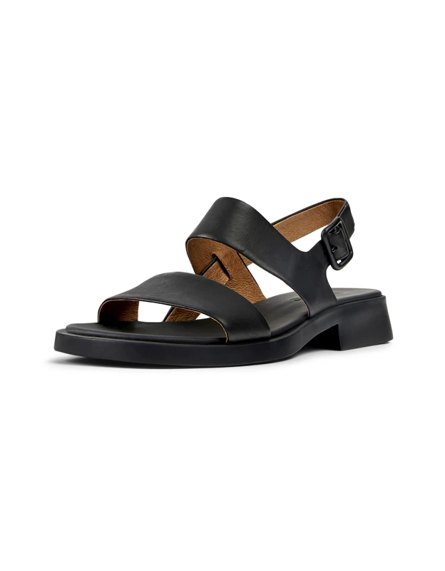 Camper Women's Ankle-Strap Flat Sandal, Black 005, 4 UK