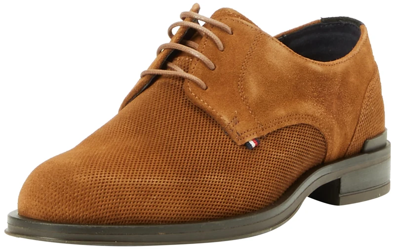 Tommy Hilfiger Men Derby Shoes Suede, Brown (Coconut Grove), 44