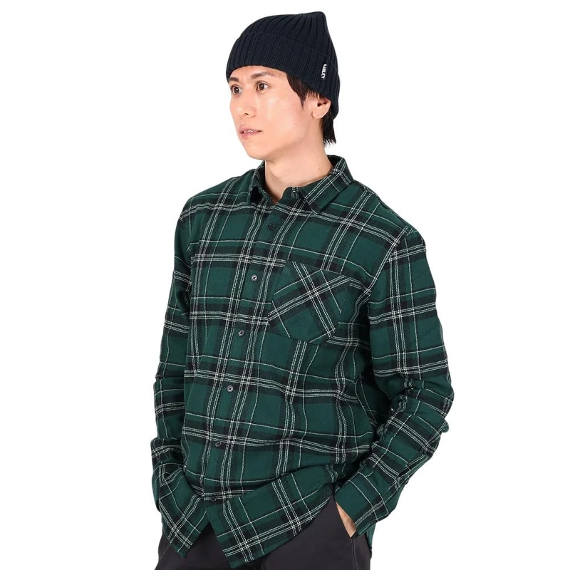 Oakley Men's Podium Plaid Long Sleeve Flannel, Black/Green Check, XXL - Image 1