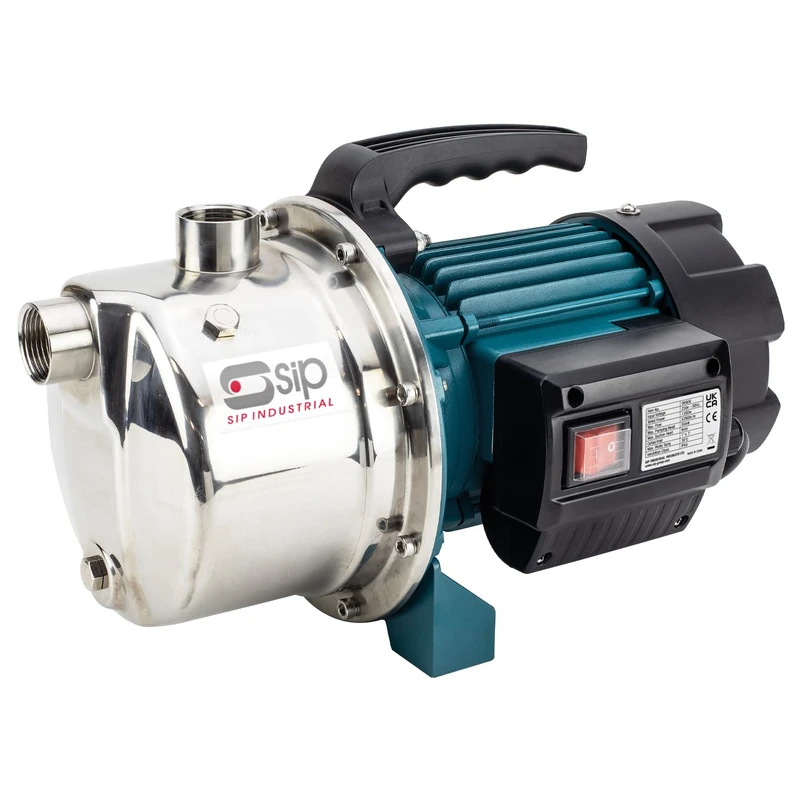 SIP 1" Stainless Steel Self-Priming Surface-Mounted Water Pump, 1200W 4800L/hr Flow Rate 8m Suction Head 50m Pumping Head