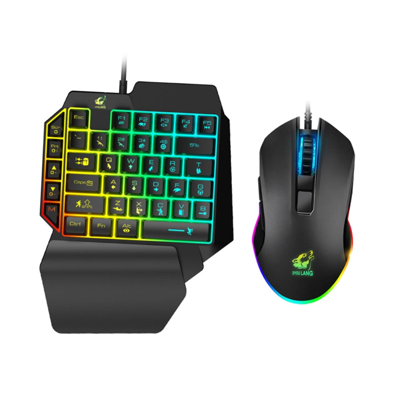Mobestech One Handed Gaming Keyboard Backlight and Ergonomic Mouse for Gaming at Home Dorm