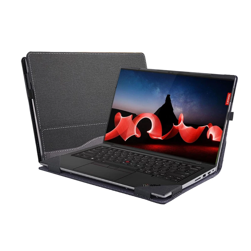 WODBAO Laptop Protection case for Lenovo ThinkPad X1 Carbon Generation 11/10/9 2023-2021 and ThinkPad X1 Yoga Gen 8/7/6 2023-2021 Laptop Drop Protection PU Leather case (Dark Gray) - Image 1