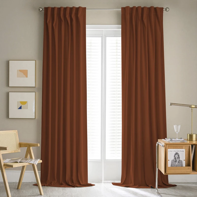 MUMFAS Burnt Orange Back Tab Curtains 52x63 2 Panels