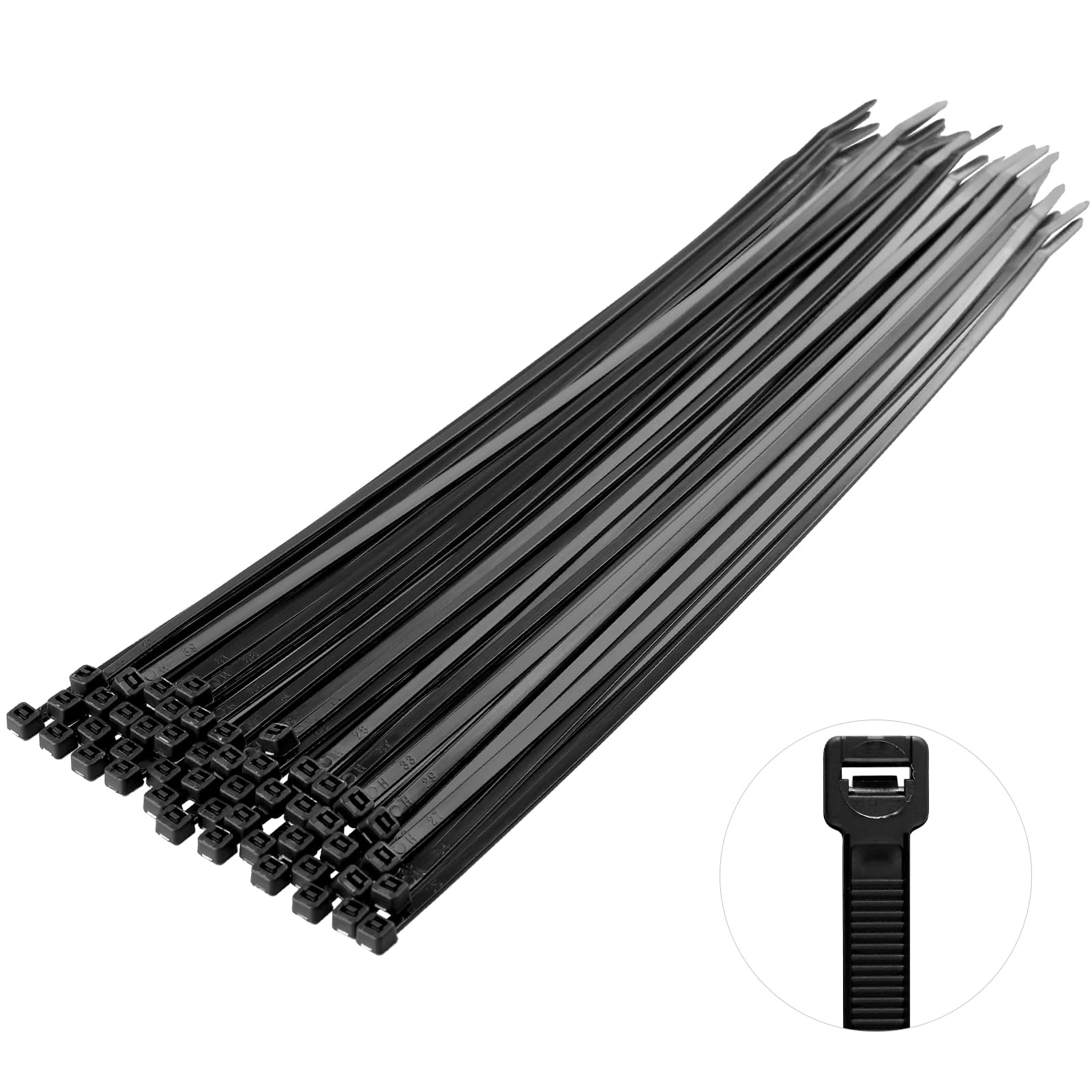 MEKEET 100pcs Black Cable Ties 12 inch, 300mm x 3.6mm Long Nylon Zip Ties, Self Locking Strong Nylon Tie Wraps for Home Office Garden and Workshop