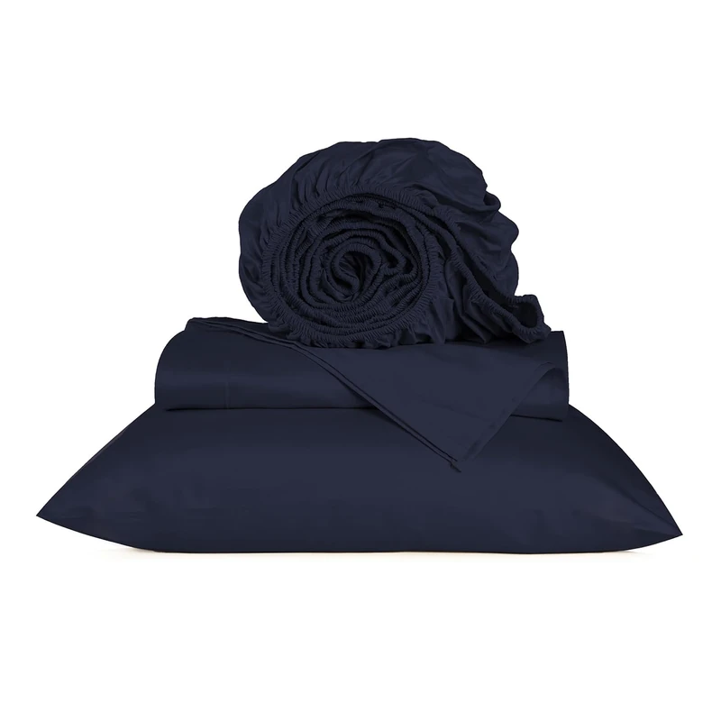 URBANHUT 800 Thread Count Twin Size Egyptian Cotton Sheets Set, 4 Pc Bed Sheet Sets for Twin Size Bedding, Luxury Hotel Sheets Sateen Finish Fits 16" Deep Pocket - Navy Blue