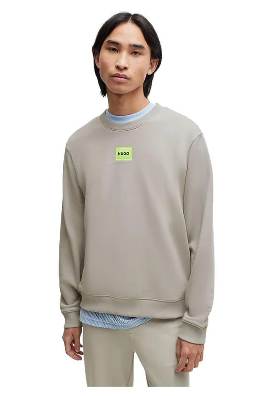 HUGO Mens Boss Diragol Sweatshirt Long Sleeve Jumper Top Pastel Grey M
