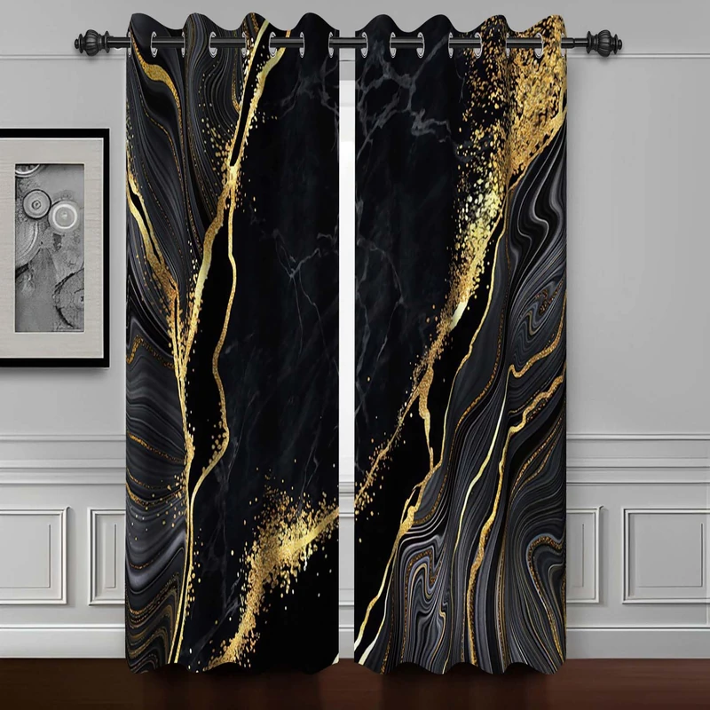 Baocicco Curtains, Marble Drapes (2 Panels), Grommet, Blackout, 53x84 Inch, Home Office, Bedroom, Living Room