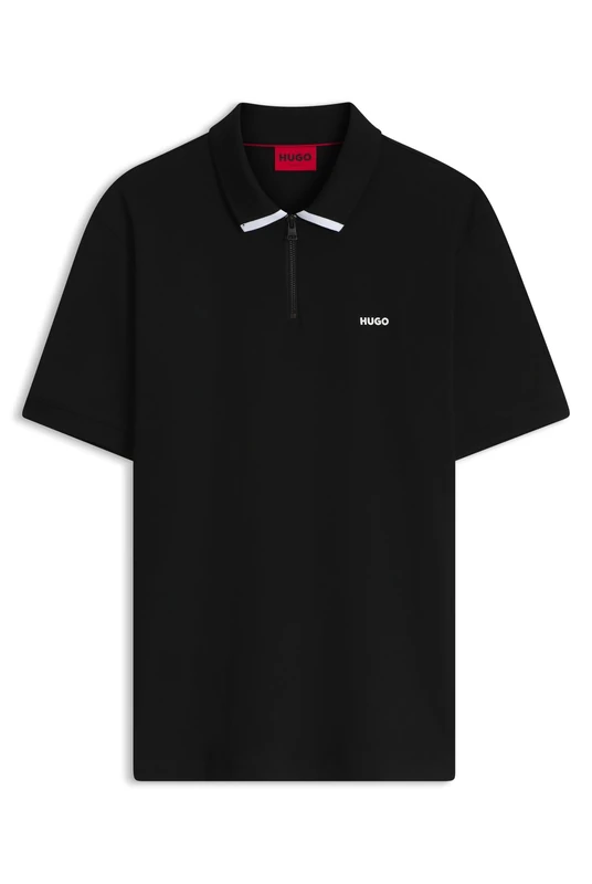 HUGO Zip-Neck Cotton Piqué Polo