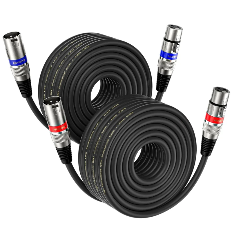 NUOSIYA 20M XLR Cables 2 Packs,XLR Male to Female 3 Pins Balanced Microphone Cable for Studio Recorder, Mic, Mixer, Speaker System, Phantom Power