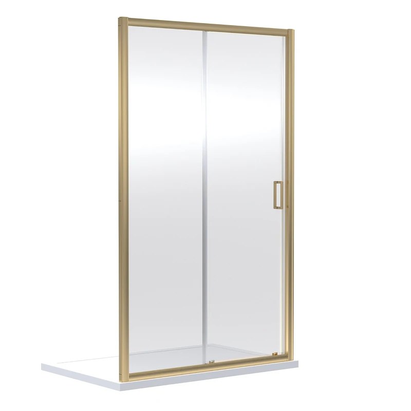 nuie SQSL12BB Rene Modern Bathroom 1850mm 6mm Toughened Safety Glass Shower Enclosure Single Sliding Door, 1200mm, Brushed Brass