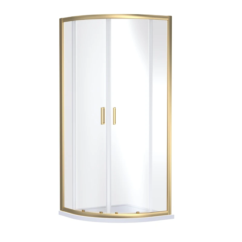 nuie SQU9BB Rene Modern Bathroom Quadrant 6mm Toughened Safety Glass Shower Enclosure, 900mm, Brushed Brass - Image 1