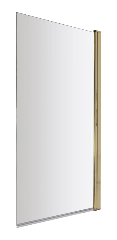 nuie NSSQ8 Pacific Modern Bathroom Square 6mm Toughened Safety Glass Shower Bath Screen, 775mm - 790mm, Brushed Brass