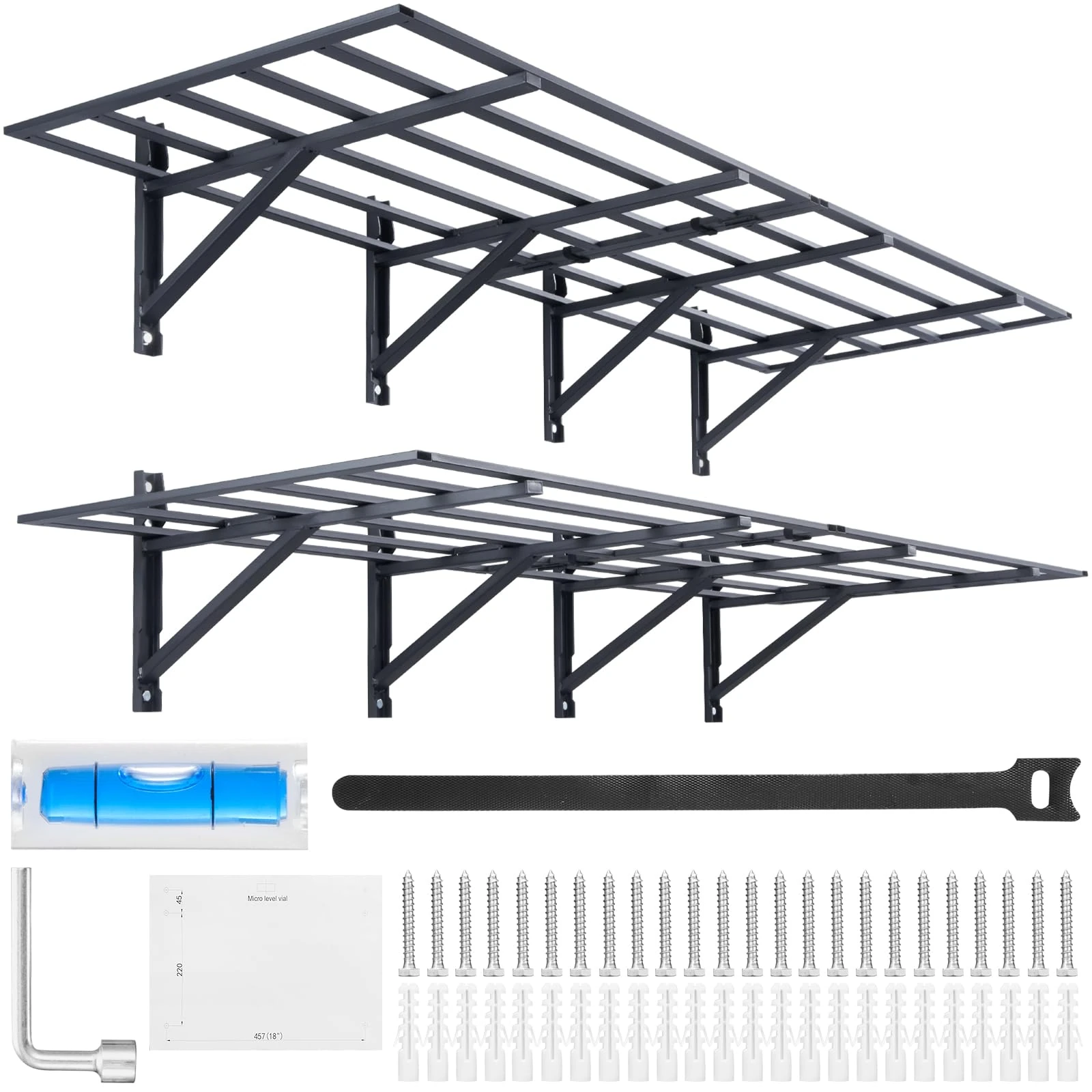 VEVOR Garage Storage Shelving, 2 Pack, 6 x 2 ft Heavy Duty Wall Mounted Shelves, 1600 lbs Load Capacity (Total) Storage Rack Floating Shelves, Suitable for Shop, Shed