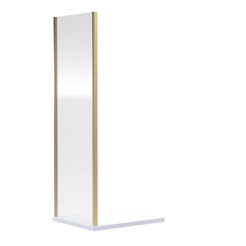 nuie SQSP80BB Rene Modern Bathroom 1850mm Shower 6mm Toughened Safety Glass Side Panel, 800mm, Brushed Brass