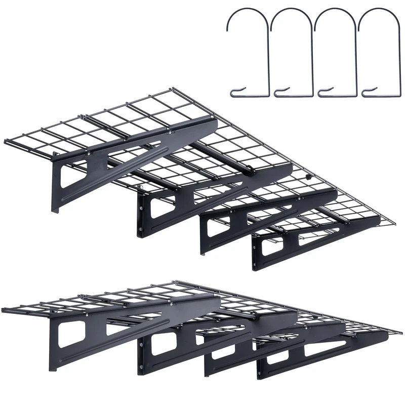 VEVOR Garage Storage Shelving, 2 Pack, 4 x 2 ft Heavy Duty Garage Shelves Wall Mounted, 500 lbs Load Capacity(Total) Garage Storage Rack Floating Shelves, Suitable for Shop, Shed, Garage Storage