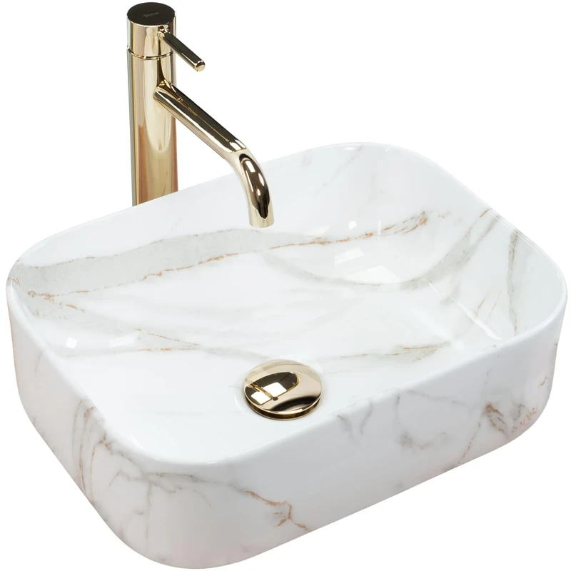 Rea REA-U5065 Bathroom Sink Made of creamic Demi Mini Shiny Aiax imitation-REA-U5065, Imitation Stone