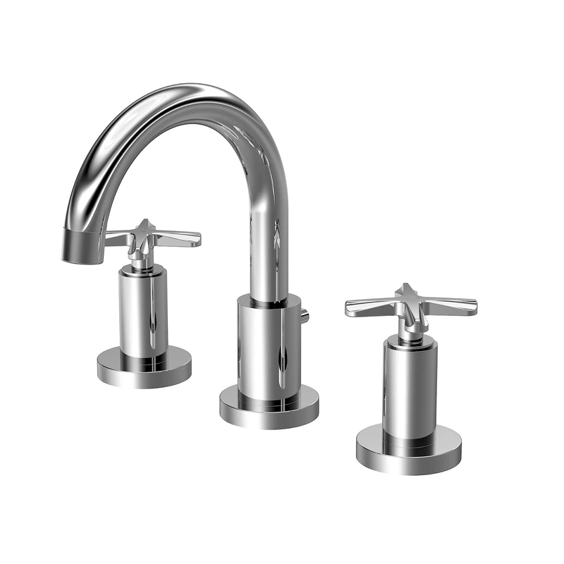 nuie CLX337 Aztec Modern Bathroom Deck Mounted 3 Tap Hole Basin Mixer, 255mm, Chrome