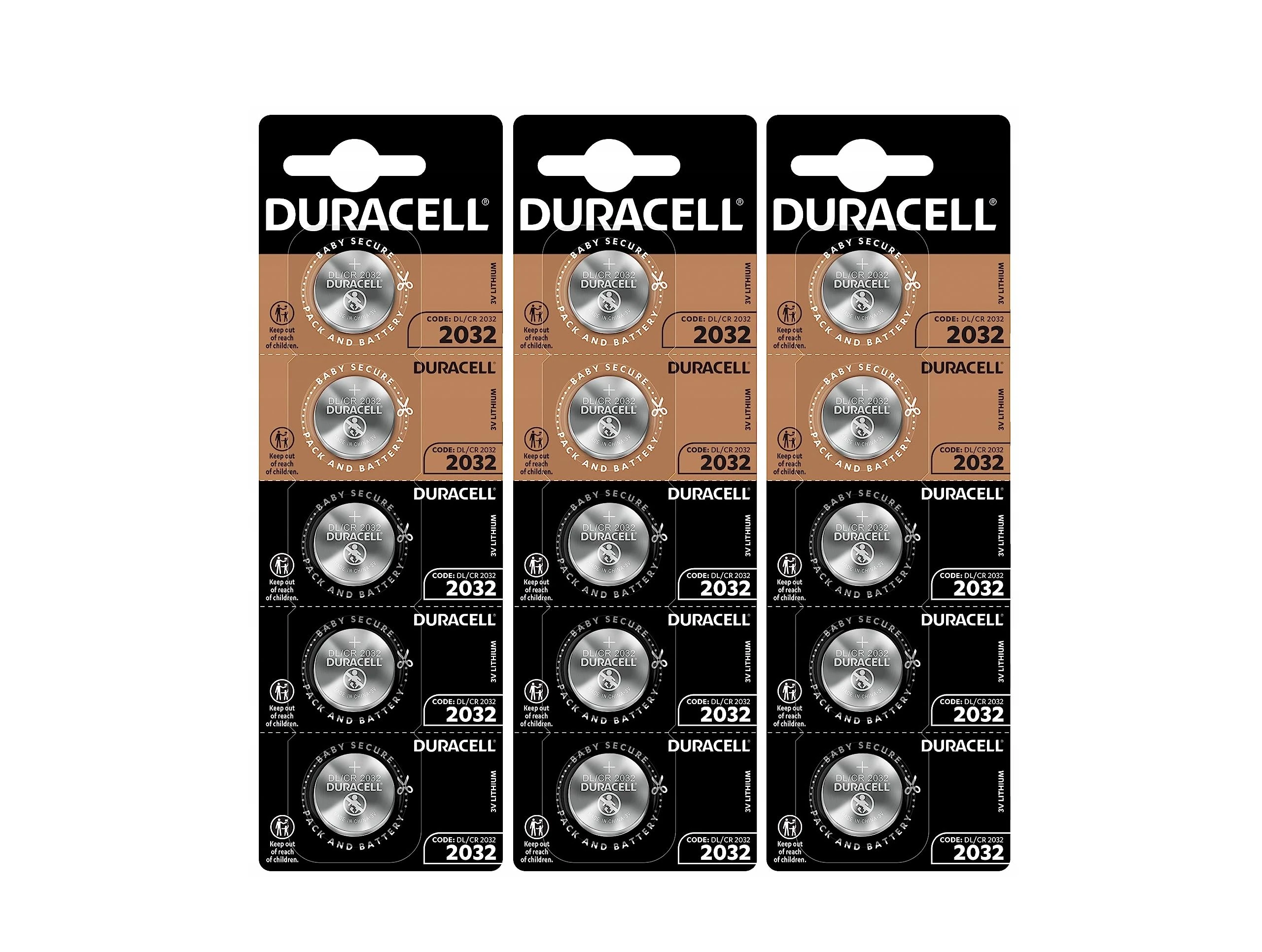 15 x Duracell CR 2032 (3 Blister Packs of 5 Batteries) 15 Batteries (DL/CR2032)