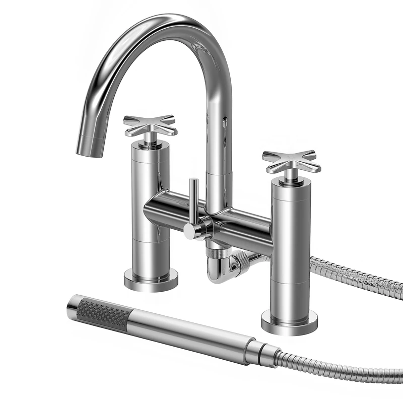 nuie CLX354 Aztec Modern Bathroom Bath Shower Mixer Tap with Shower Kit, 235mm, Chrome
