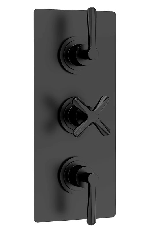 nuie CLL4211 Aztec Triple Concealed Thermostatic Shower Valve-2 Outlets, 280mm, Matt Black