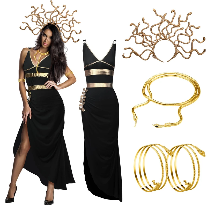 Bonuci Medusa Halloween Costume - Greek Queen Outfit, XL