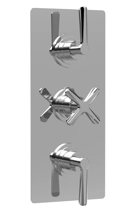 nuie CLL3211 Aztec Triple Concealed Thermostatic Shower Valve-2 Outlets, 280mm, Chrome