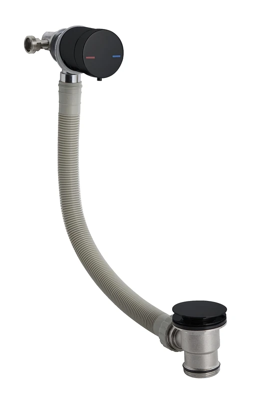 nuie E401 Wastes & Extras Modern Bathroom Freeflow Bath Filler Tap with Waste, 68mm, Matt Black