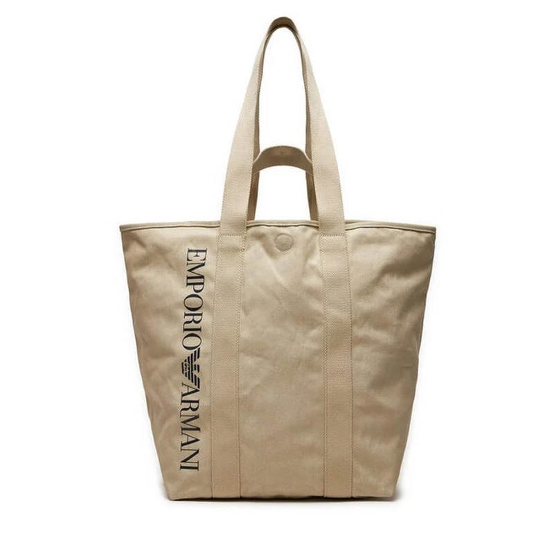 EMPORIO ARMANI Unisex Unisex Logo Shopping Beach Bag, Pearl Grey, One Size