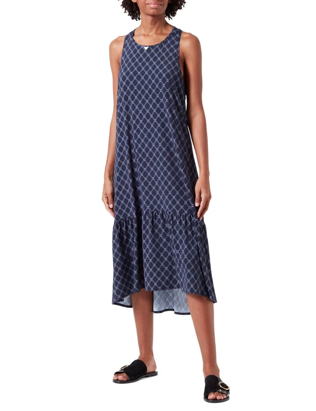Emporio Armani Women's Long Dress Logo Print Cover-Up Swimwear, Marine, S/M - Image 1