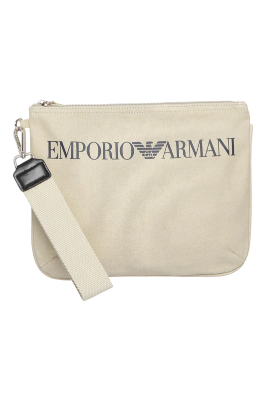 Emporio Armani Unisex Unisex Logo Pouch Bag, Pearl Grey, One Size