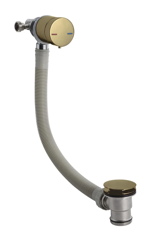 nuie E801 Wastes & Extras Modern Bathroom Freeflow Bath Filler Tap with Waste, 68mm, Brushed Brass