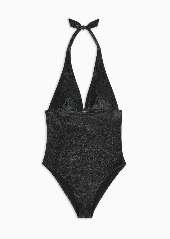 Emporio Armani Women's One-Piece Lurex Swimsuits, Black, S