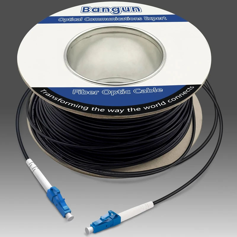 Bangun 100 Meters LC to LC Outdoor Armored Simplex Fiber Patch Cable, Single Mode Fiber Optic Cable Jumper Optical Patch Cord, 9/125um, (OS1/OS2 Compatible), Low Friction LSZH Black