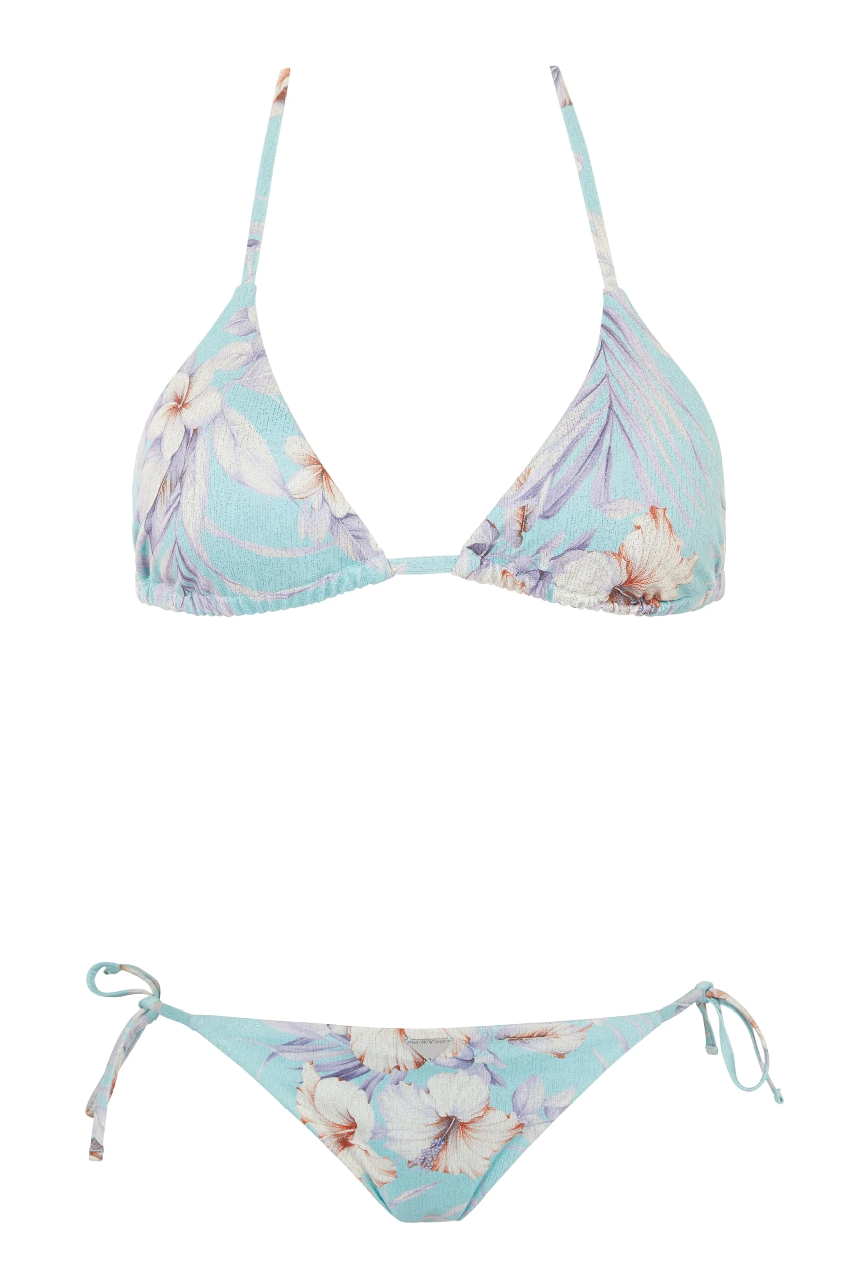 Emporio Armani Women's Triangle and String Brazilian Floral Bikini Set, Hibiscus Print/Mint, S