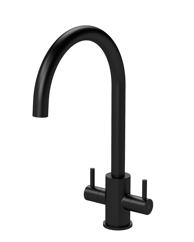 nuie KLA405DL Lachen Mono Mixer Kitchen Tap with Dual Lever Handles, 363mm, Matt Black