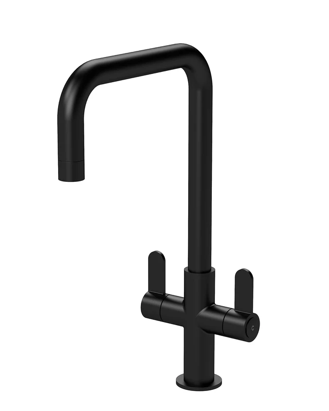 nuie KSI405DL Kosi Mono Mixer Kitchen Tap with Dual Lever Handles, 361mm, Matt Black