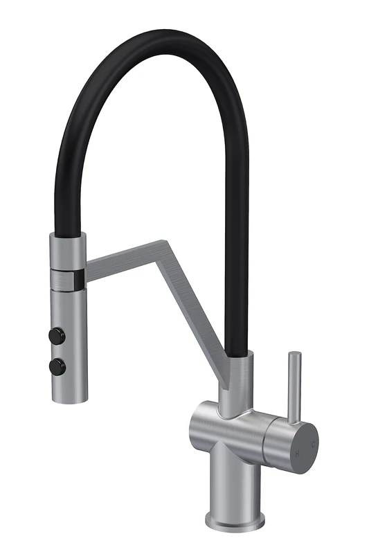 nuie KRA605SL Ravi Mono Mixer Kitchen Tap with Single Lever Handle, 436mm, Brushed Nickel