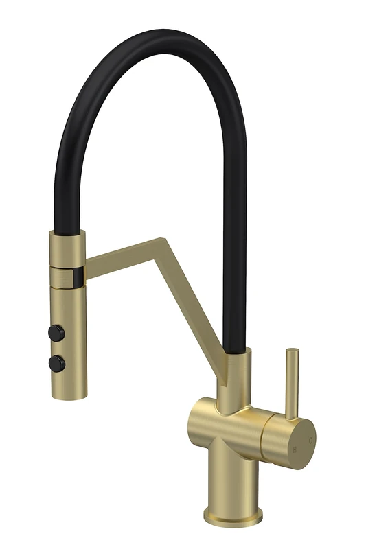 nuie KRA805SL Ravi Mono Mixer Kitchen Tap with Single Lever Handle, 436mm, Brushed Brass