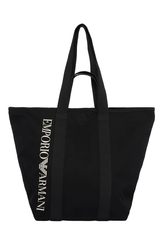 EMPORIO ARMANI Unisex Unisex Logo Shopping Beach Bag, Black, One Size