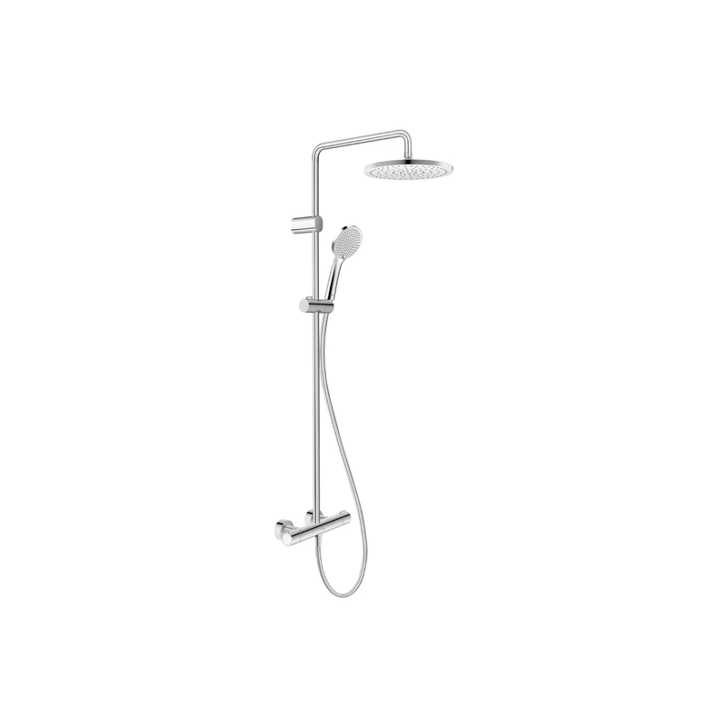 Duravit Shower System, Shower System with 3 Jet Types (Rain, Intense Rain, Soft Rain), Shower Head Angle Adjustable, Shower Set Easy to Clean, Hand Shower Bracket Height Adjustable, Chrome