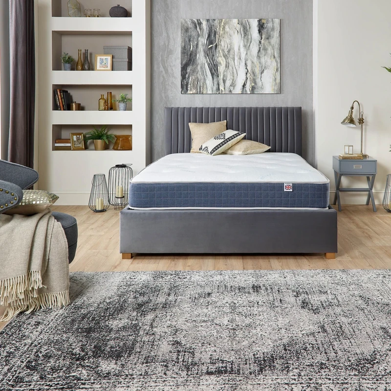 Aspire Beds 23cm Double Sided Temperature Control Duo Pocket+, 1000 Pocket Spring Mattress, King Size (5ft x 6ft6), Blue Border