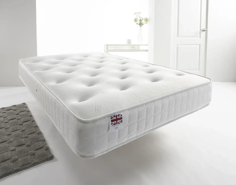 Aspire Beds Natural Quad Comfort Breathable Aspire-Cool Touch Luxury Tufted Sleep Surface Bonnell Sprung Mattress, 4ft 6 Double